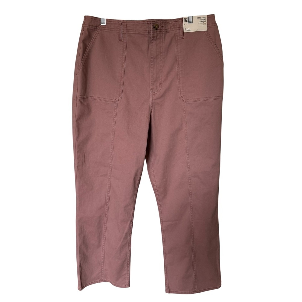 a.n.a Straight Pants Womens‎ 16 Mauve NWT Highest Rise Vintage Utility Seamed